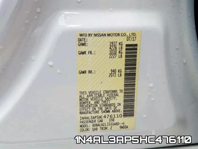 1N4AL3AP5HC476110 фото 2