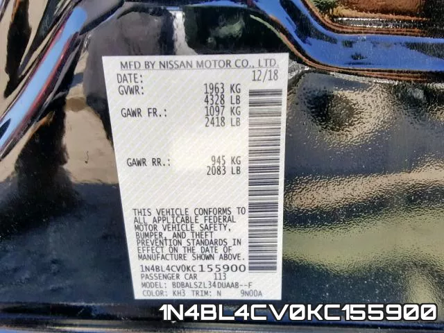 1N4BL4CV0KC155900 фото 2