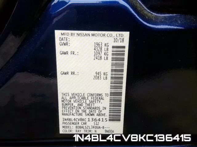 1N4BL4CV8KC136415 фото 2