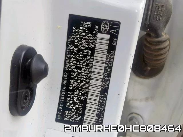 2T1BURHE0HC808464 фото 2