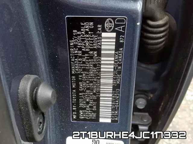 2T1BURHE4JC117332 фото 2