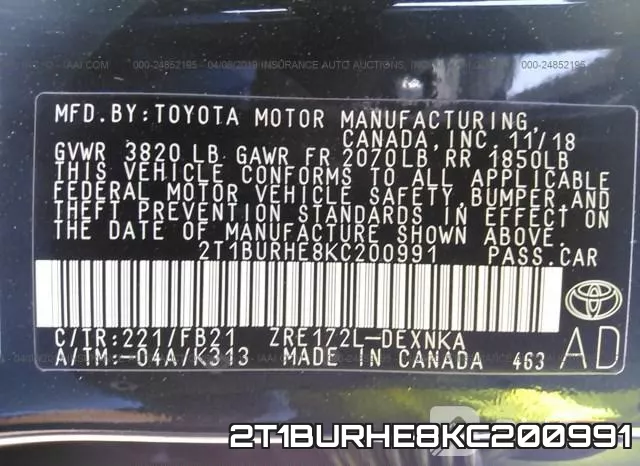 2T1BURHE8KC200991 фото 10