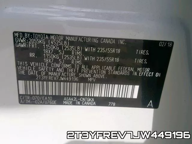 2T3YFREV7JW449196 фото 2