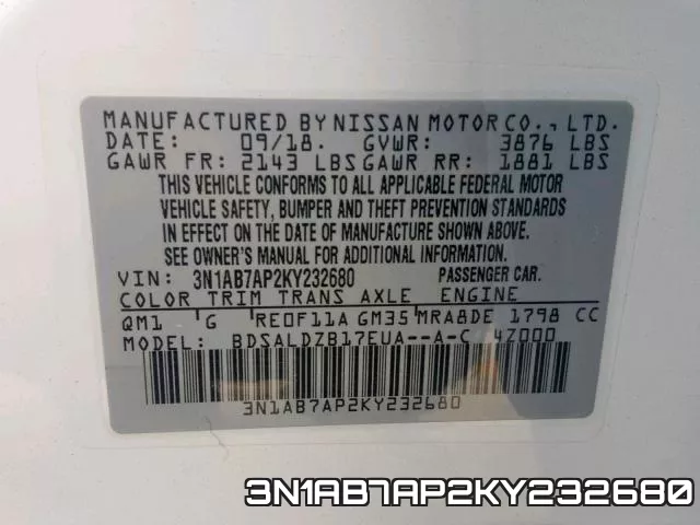 3N1AB7AP2KY232680 фото 2
