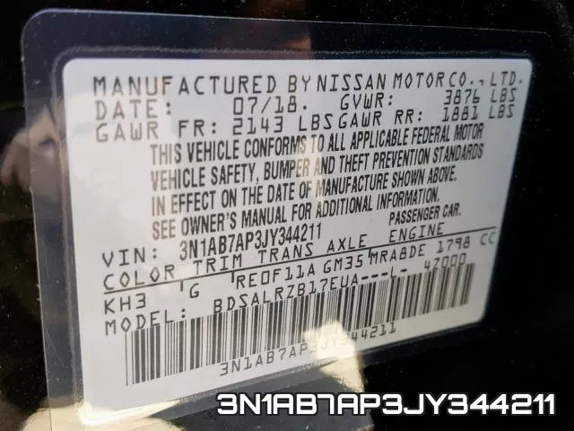 3N1AB7AP3JY344211 фото 2