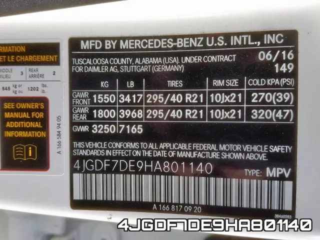 4JGDF7DE9HA801140 фото 2