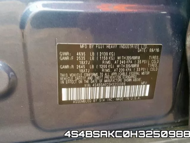 4S4BSAKC0H3250988 фото 2