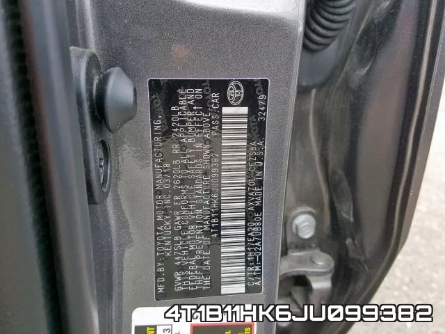 4T1B11HK6JU099382 фото 2