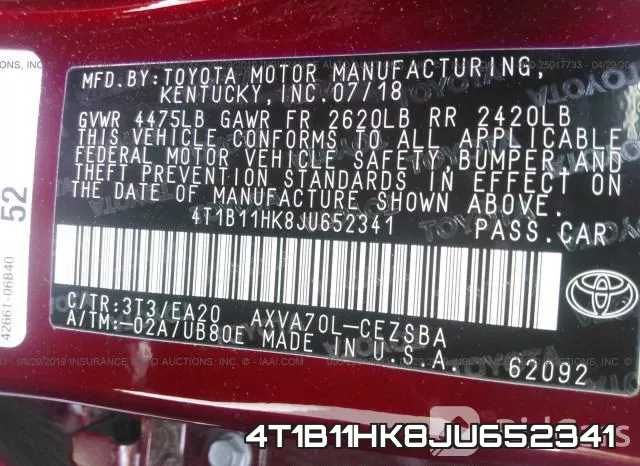 4T1B11HK8JU652341 фото 10