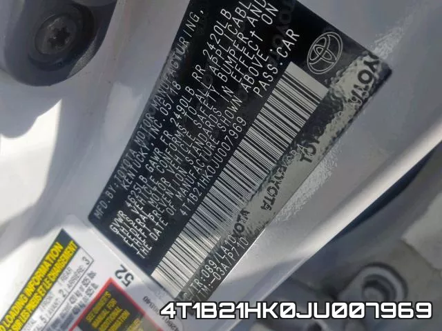4T1B21HK0JU007969 фото 2