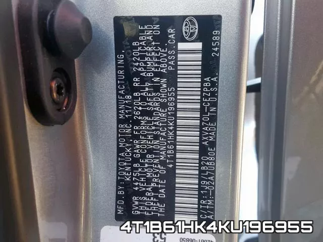 4T1B61HK4KU196955 фото 2