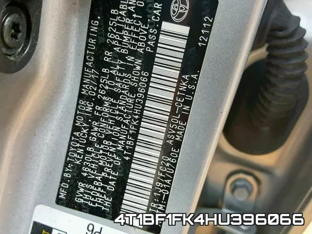 4T1BF1FK4HU396066 фото 2