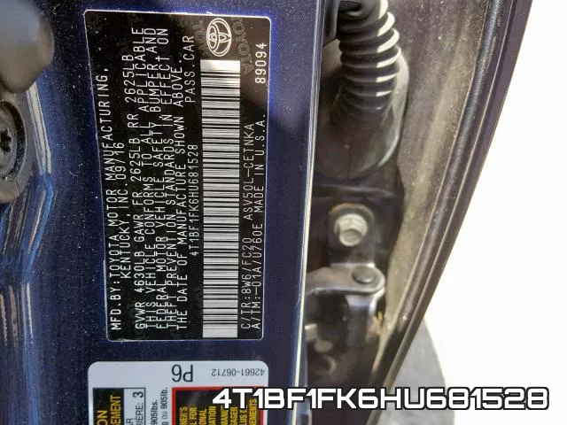 4T1BF1FK6HU681528 фото 2