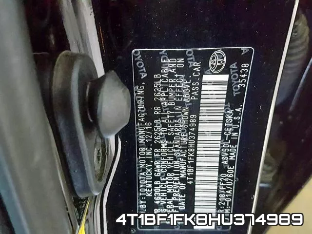 4T1BF1FK8HU374989 фото 2