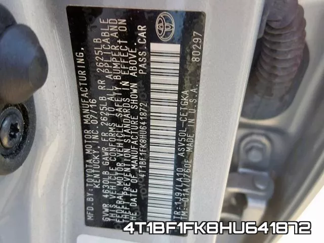 4T1BF1FK8HU641872 фото 2