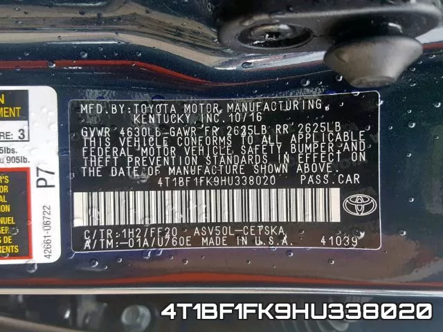 4T1BF1FK9HU338020 фото 2