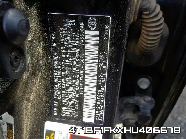 4T1BF1FKXHU406678 фото 2