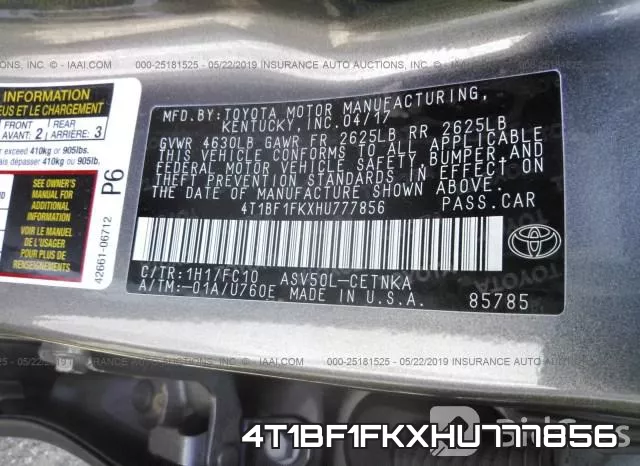 4T1BF1FKXHU777856 фото 10