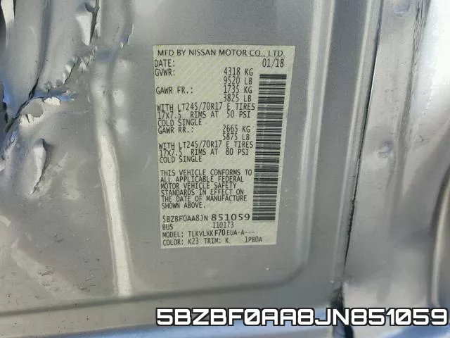 5BZBF0AA8JN851059 фото 2