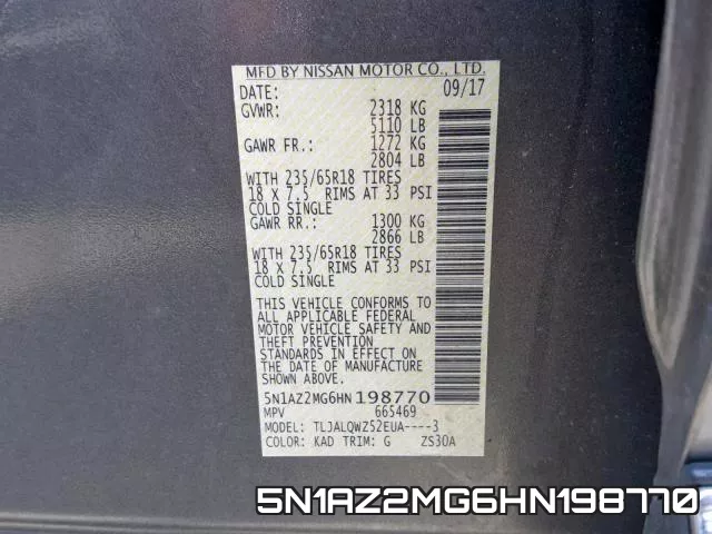5N1AZ2MG6HN198770 фото 2