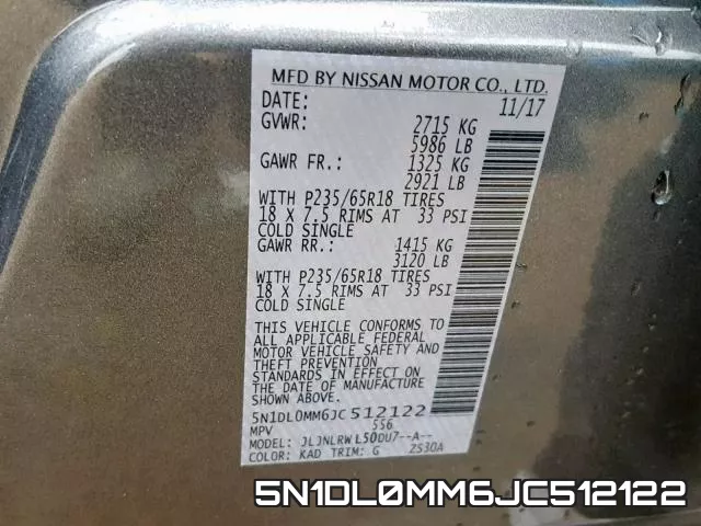 5N1DL0MM6JC512122 фото 2