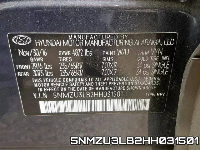 5NMZU3LB2HH031501 фото 2