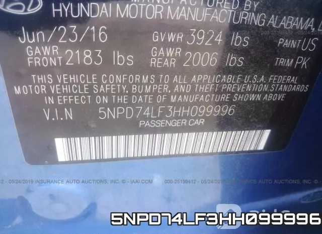 5NPD74LF3HH099996 фото 10