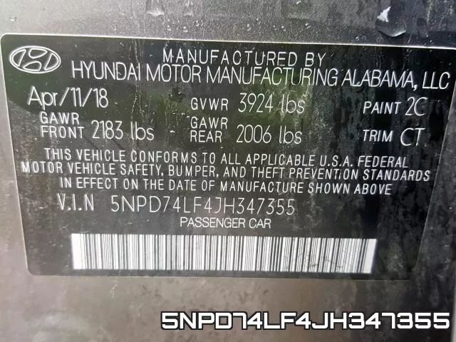 5NPD74LF4JH347355 фото 2