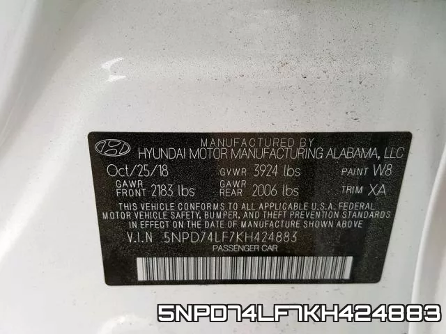 5NPD74LF7KH424883 фото 2