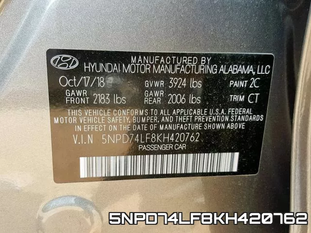 5NPD74LF8KH420762 фото 2
