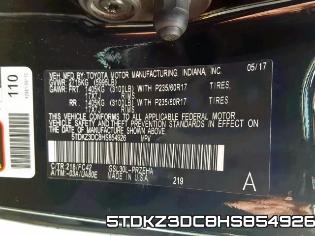 5TDKZ3DC8HS854926 фото 2