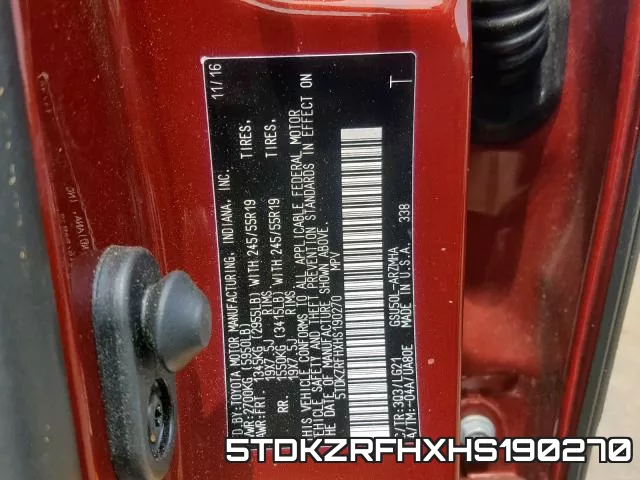 5TDKZRFHXHS190270 фото 2