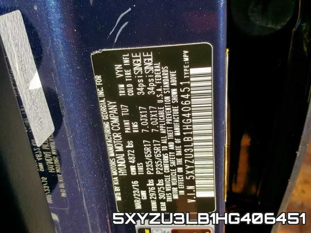 5XYZU3LB1HG406451 фото 2