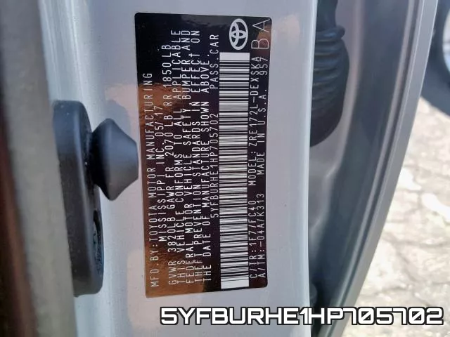 5YFBURHE1HP705702 фото 2