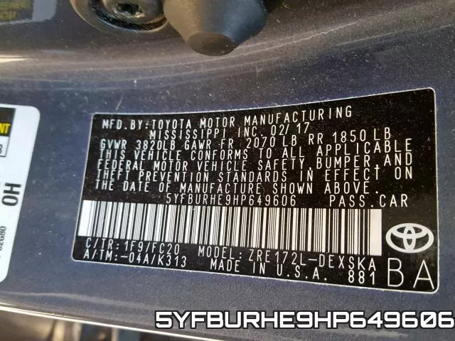 5YFBURHE9HP649606 фото 2
