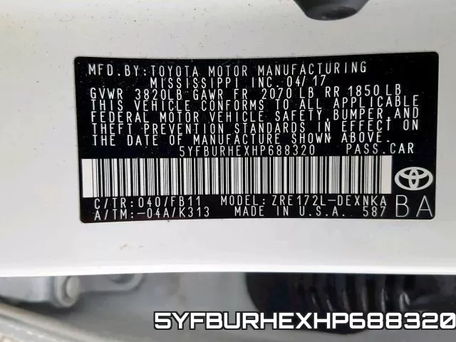 5YFBURHEXHP688320 фото 2