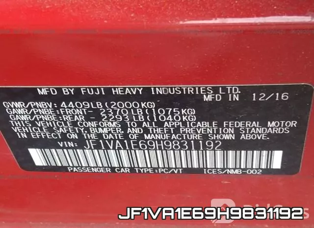 JF1VA1E69H9831192 фото 10