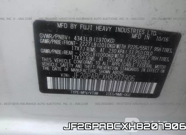 JF2GPABCXH8207906 фото 10