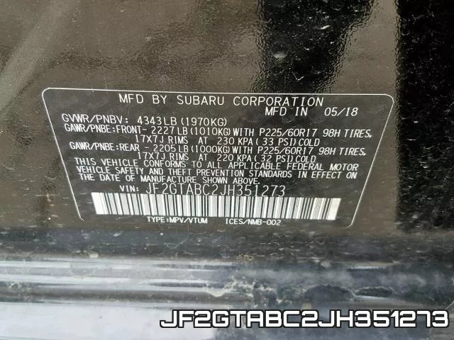 JF2GTABC2JH351273 фото 2