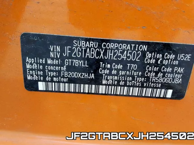 JF2GTABCXJH254502 фото 2