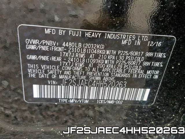 JF2SJAEC4HH520263 фото 2