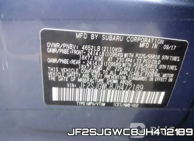 JF2SJGWC8JH472189 фото 10