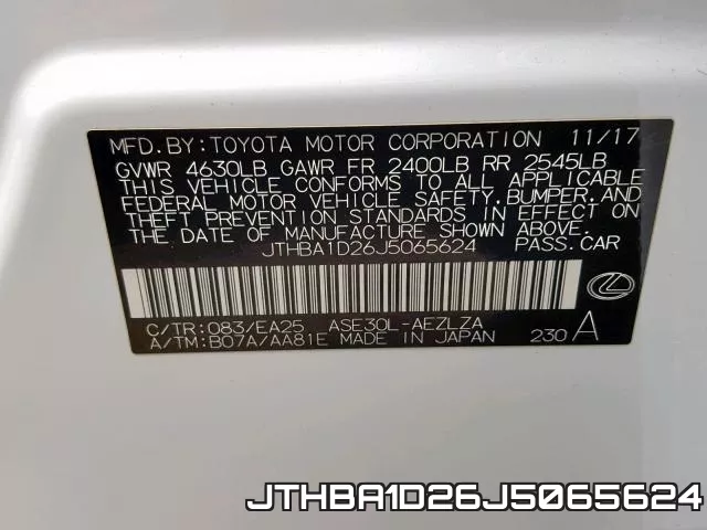 JTHBA1D26J5065624 фото 2