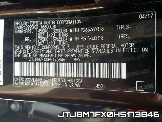 JTJBM7FX0H5173846 фото 2