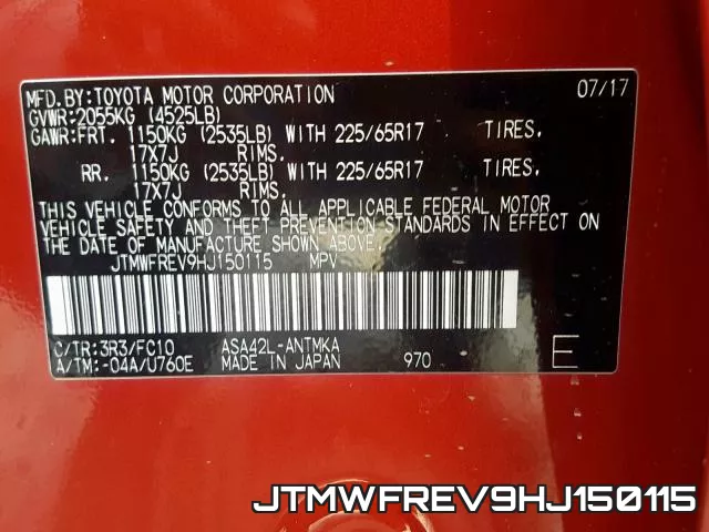 JTMWFREV9HJ150115 фото 2