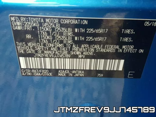 JTMZFREV9JJ745789 фото 2