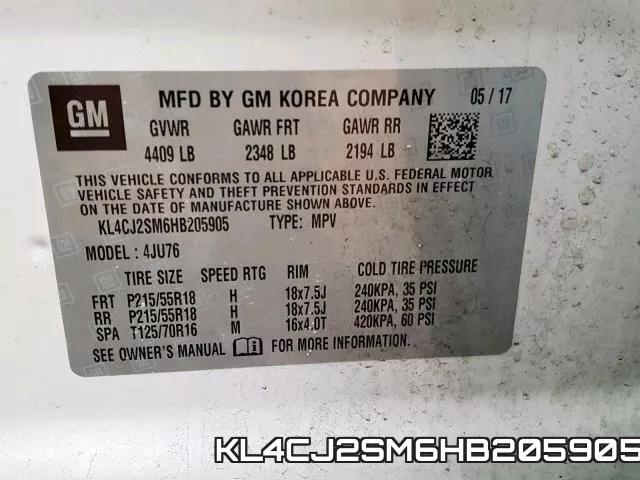 KL4CJ2SM6HB205905 фото 2