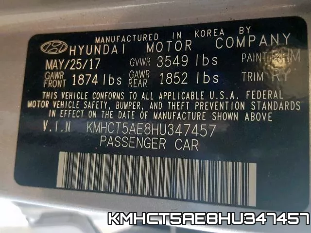 KMHCT5AE8HU347457 фото 2