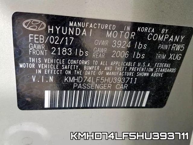 KMHD74LF5HU393711 фото 2