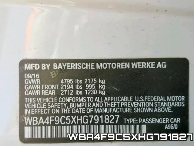 WBA4F9C5XHG791827 фото 2